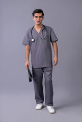Telay  Grey 5-Pocket Scrub Set