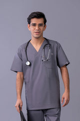 Telay  Grey 5-Pocket Scrub Set